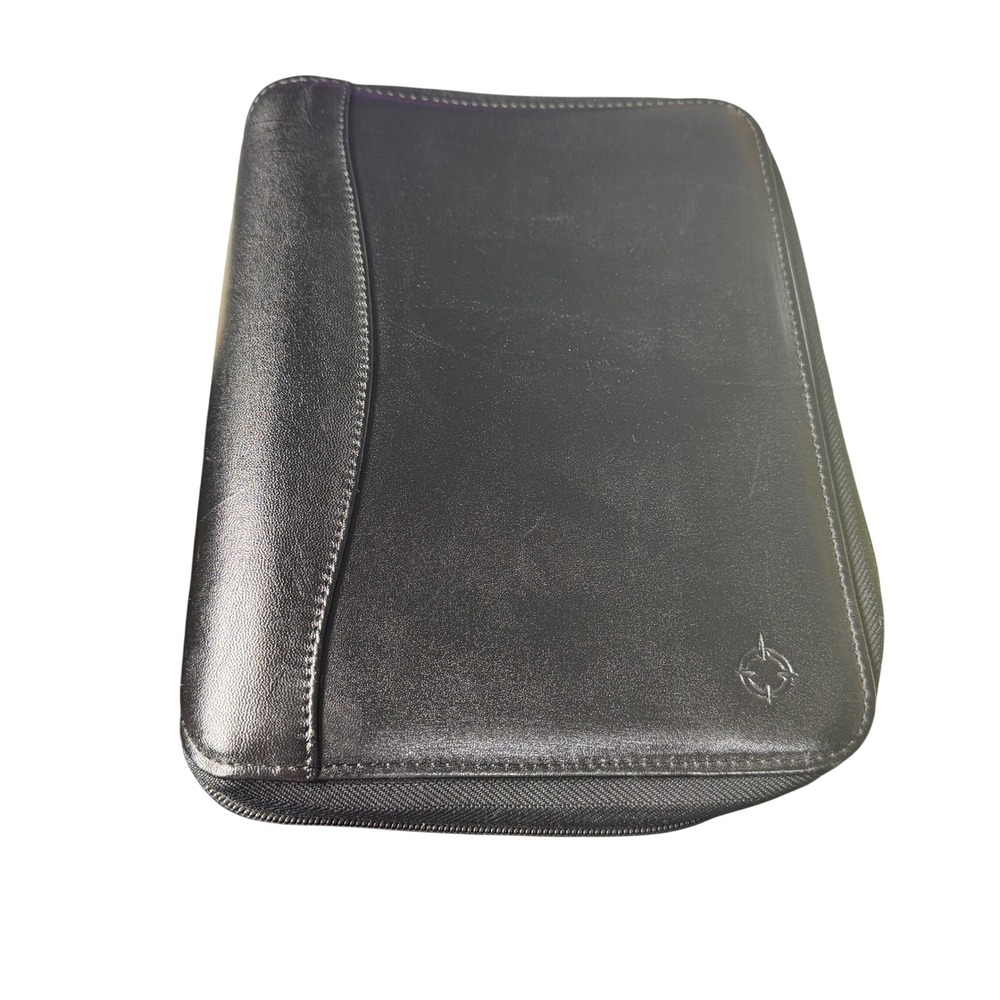 Franklin‎ Covey SpaceMaker Black Leather 7 Ring Zip Planner Organizer 71090.110
